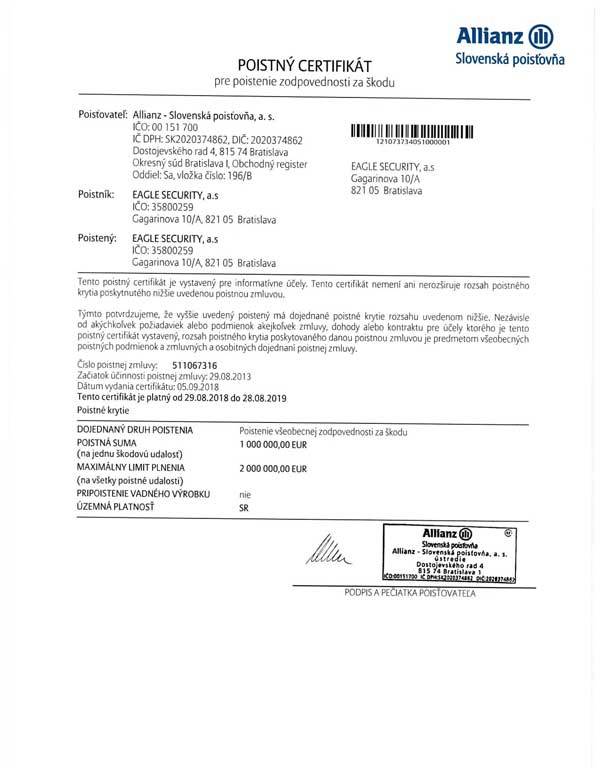 Poistný certifikát